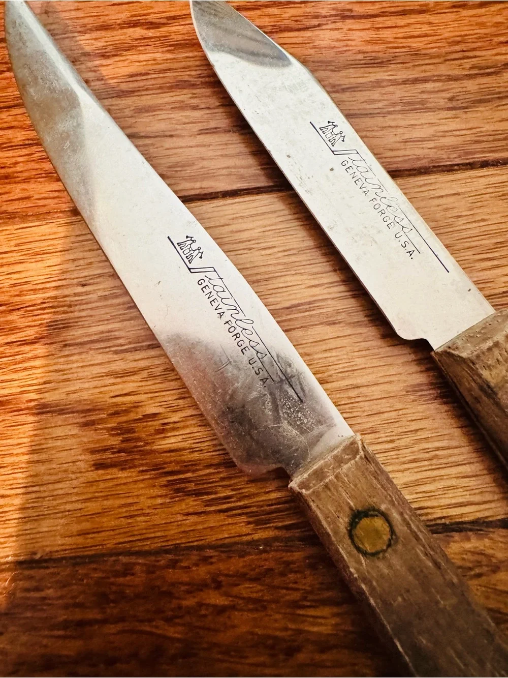 Vintage Geneva Forge Made in USA Steak and Paring Knife With Wooden Handle